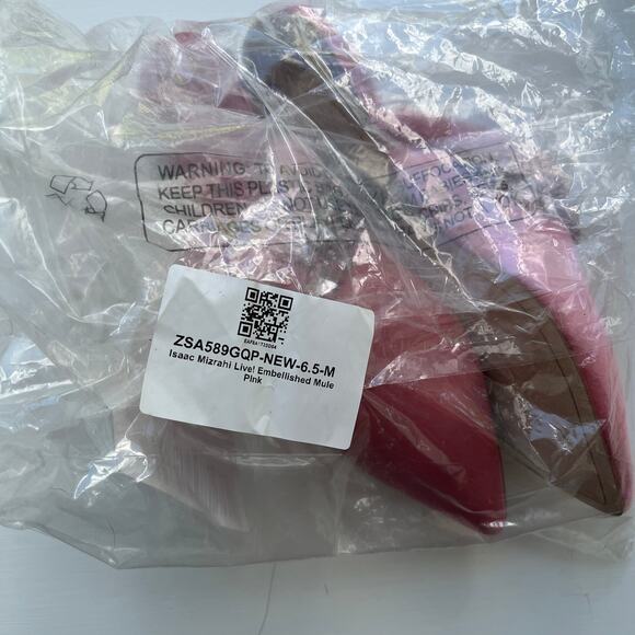 Isaac Mizrahi Live! Embellished Mule Pink 6.5 M Rhinestone Rimmed Faux Fur - Picture 2 of 9